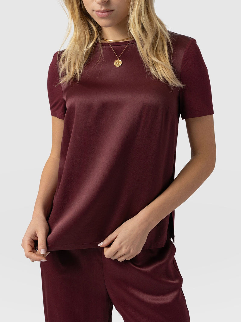 Rayner Contrast Tee Maroon - Women's T-Shirts | Saint + Sofia® US