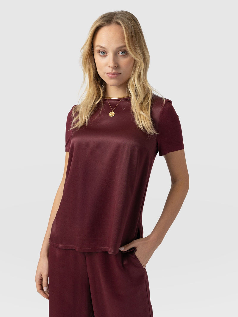 Rayner Contrast Tee Maroon - Women's T-Shirts | Saint + Sofia® US