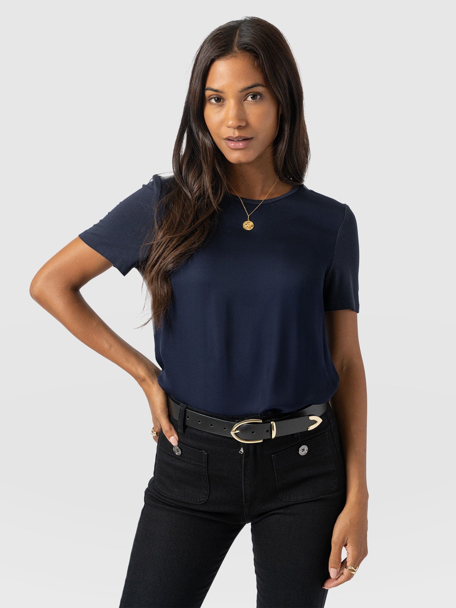 Rayner Contrast Tee Navy - Women's T-Shirts | Saint + Sofia® US