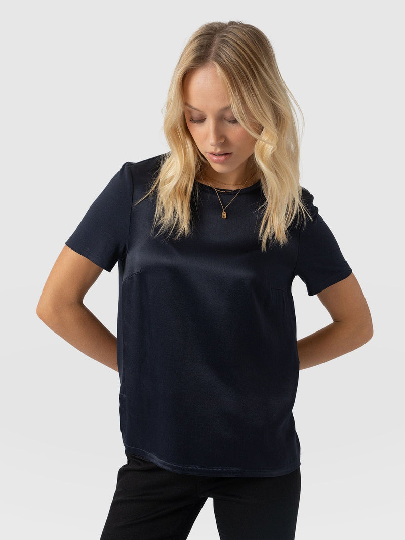 Rayner Contrast Tee Navy - Women's T-Shirts | Saint + Sofia® US