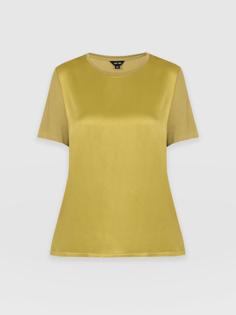 Rayner Contrast Tee Olive - Women's T-Shirts | Saint + Sofia® UK