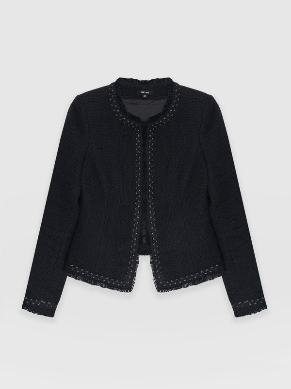 Rayner Jacket Black Bouclé - Women's Jackets | Saint + Sofia® US