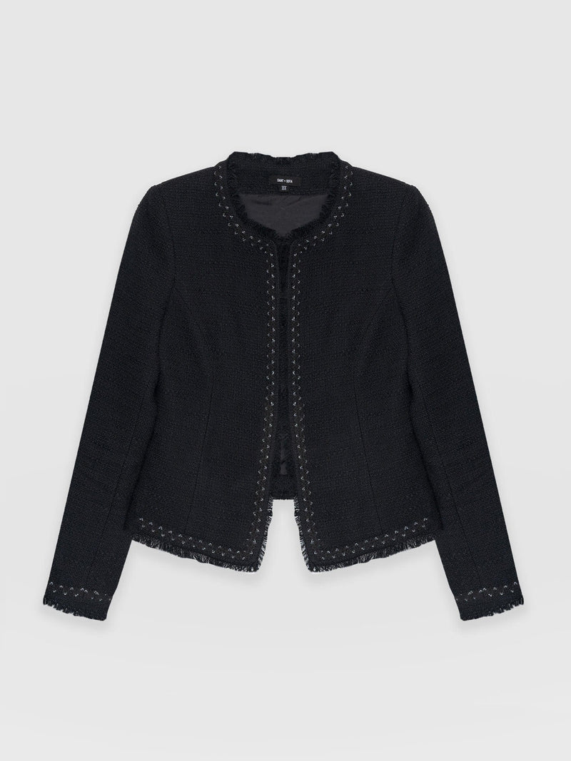 Rayner Jacket Black Bouclé - Women's Jackets | Saint + Sofia® US