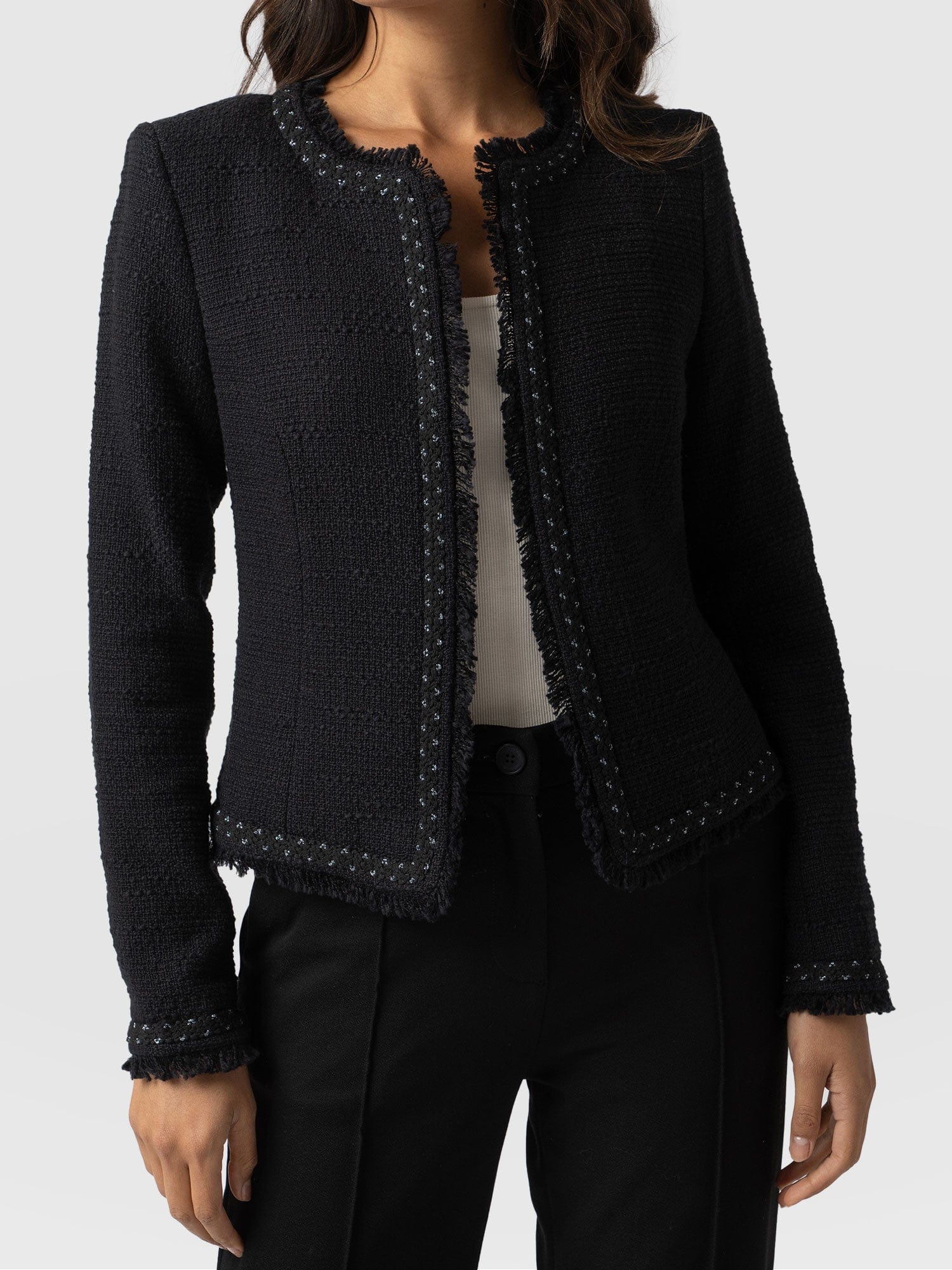 Rayner Jacket Black Bouclé - Women's Jackets | Saint + Sofia® US