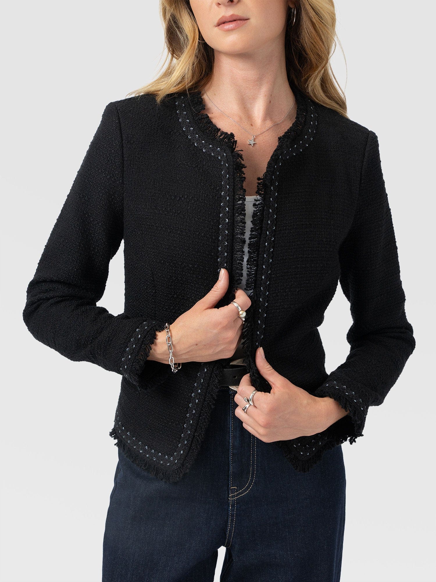 Rayner Jacket Black Bouclé - Women's Jackets | Saint + Sofia® US