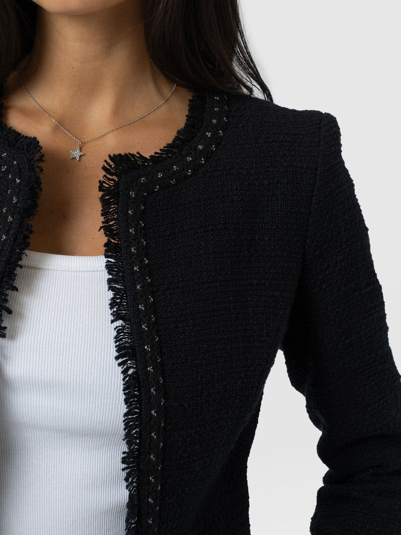 Rayner Jacket Black Bouclé - Women's Jackets | Saint + Sofia® USA