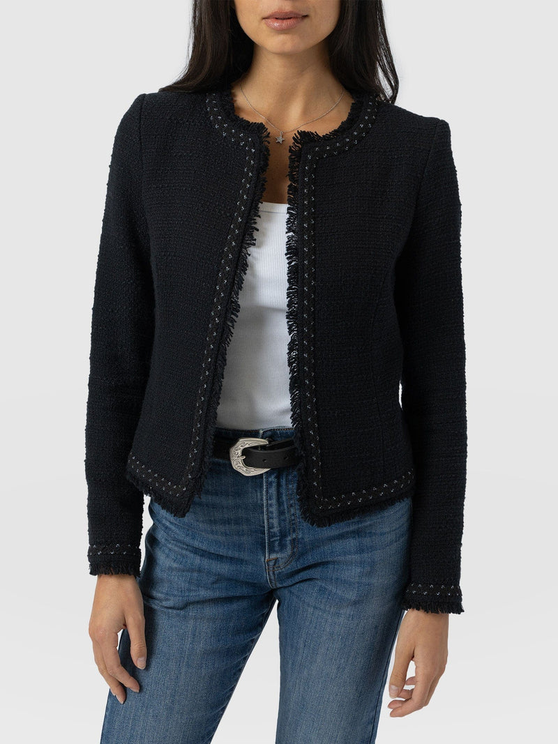 Rayner Jacket Black Bouclé - Women's Jackets | Saint + Sofia® USA