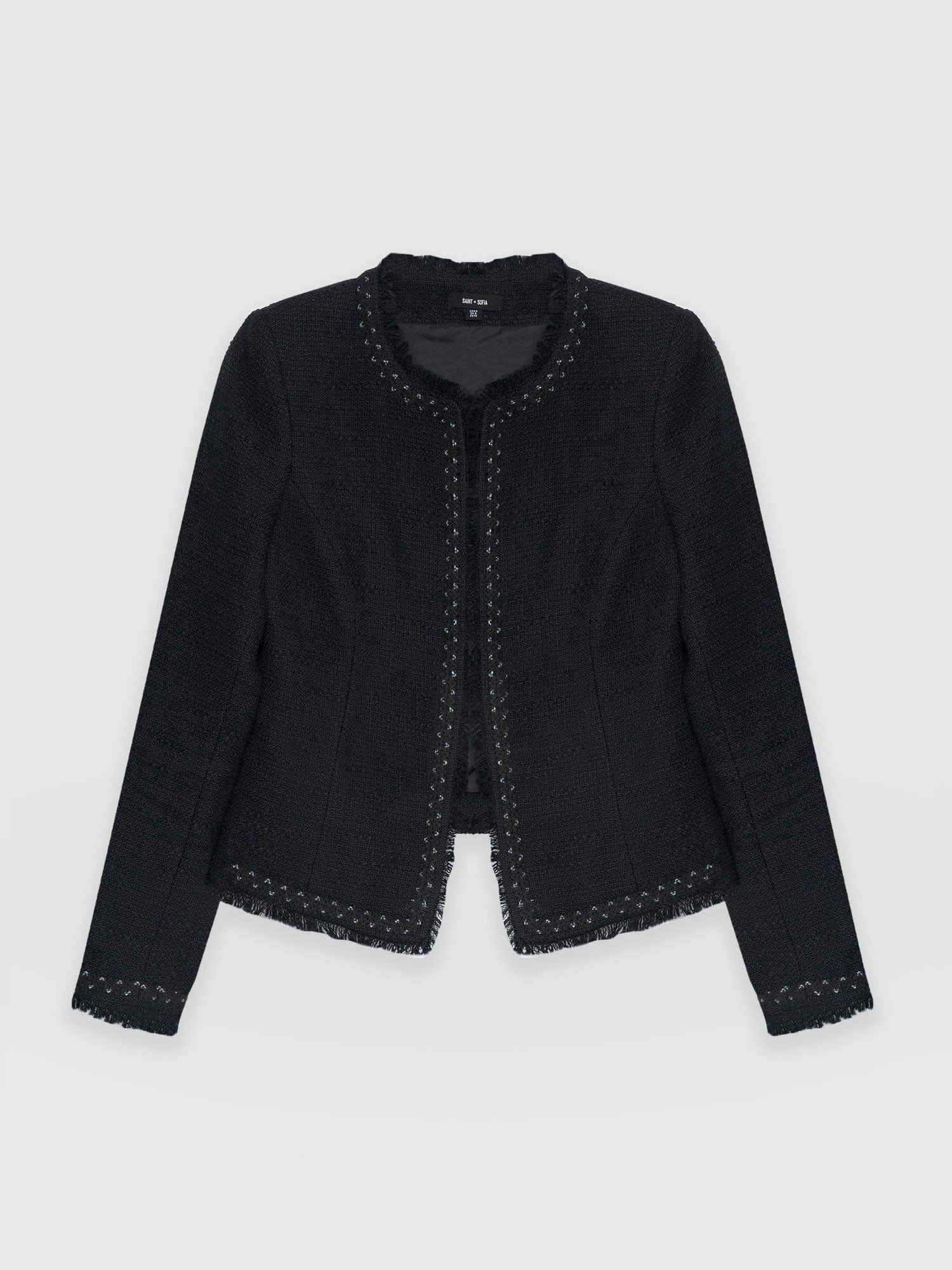 Rayner Jacket Black Bouclé - Women's Jackets | Saint + Sofia® USA