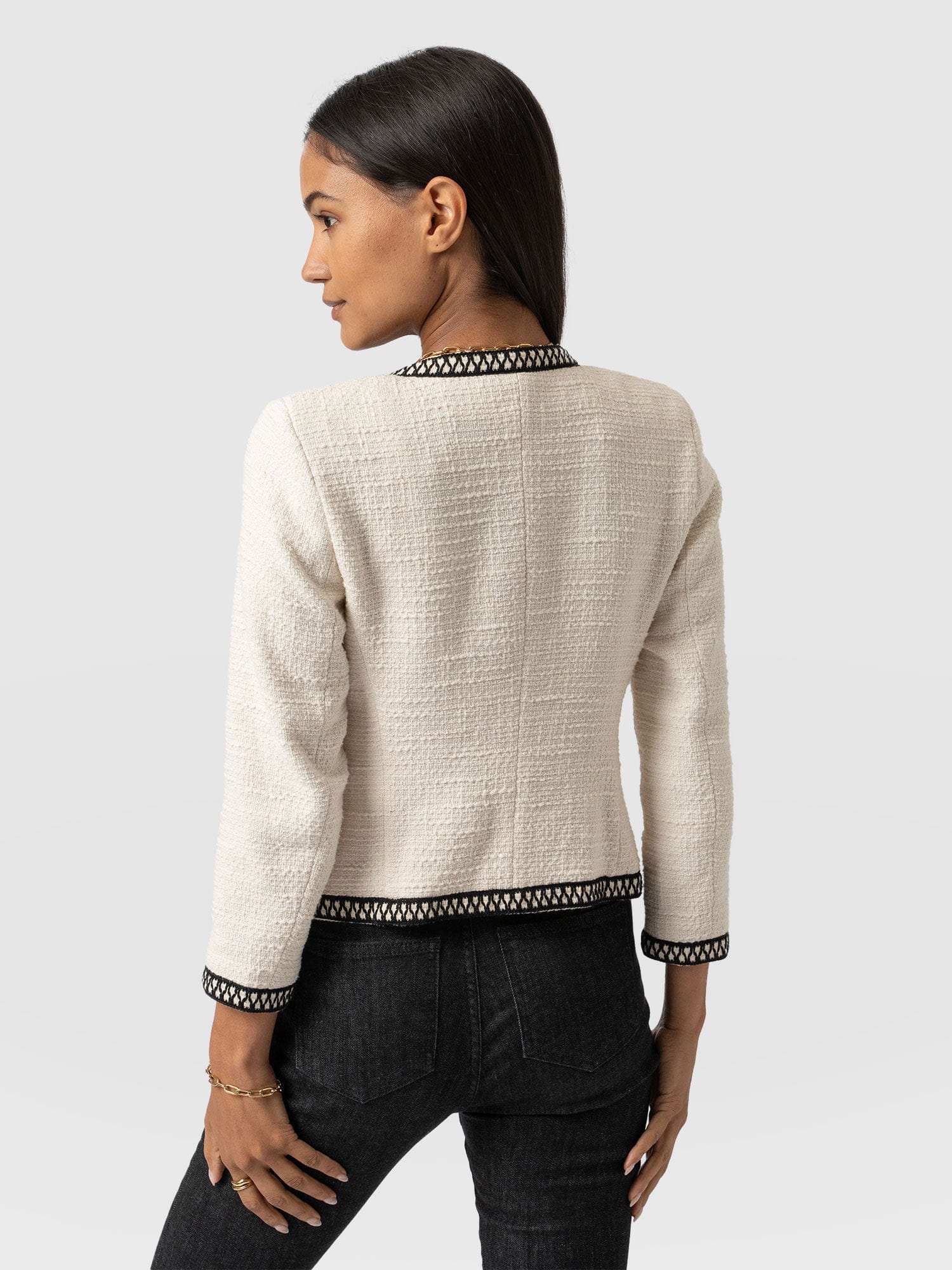 Rayner Jacket Cream/Black - Women's Jackets | Saint + Sofia® US