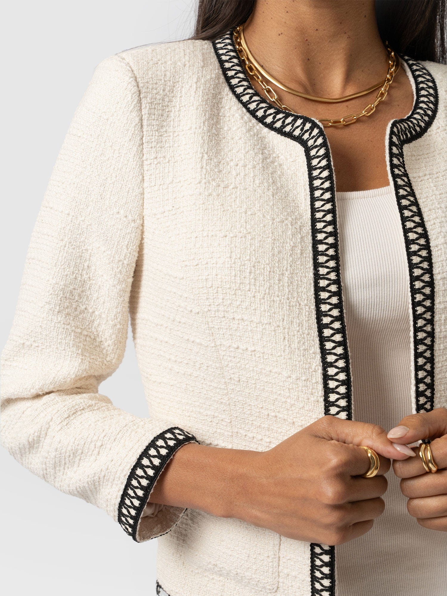 Rayner Jacket Cream/Black - Women's Jackets | Saint + Sofia® US