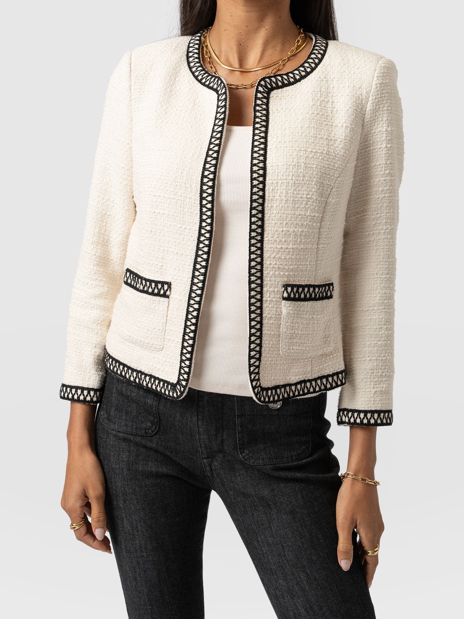 Rayner Jacket Cream/Black - Women's Jackets | Saint + Sofia® US