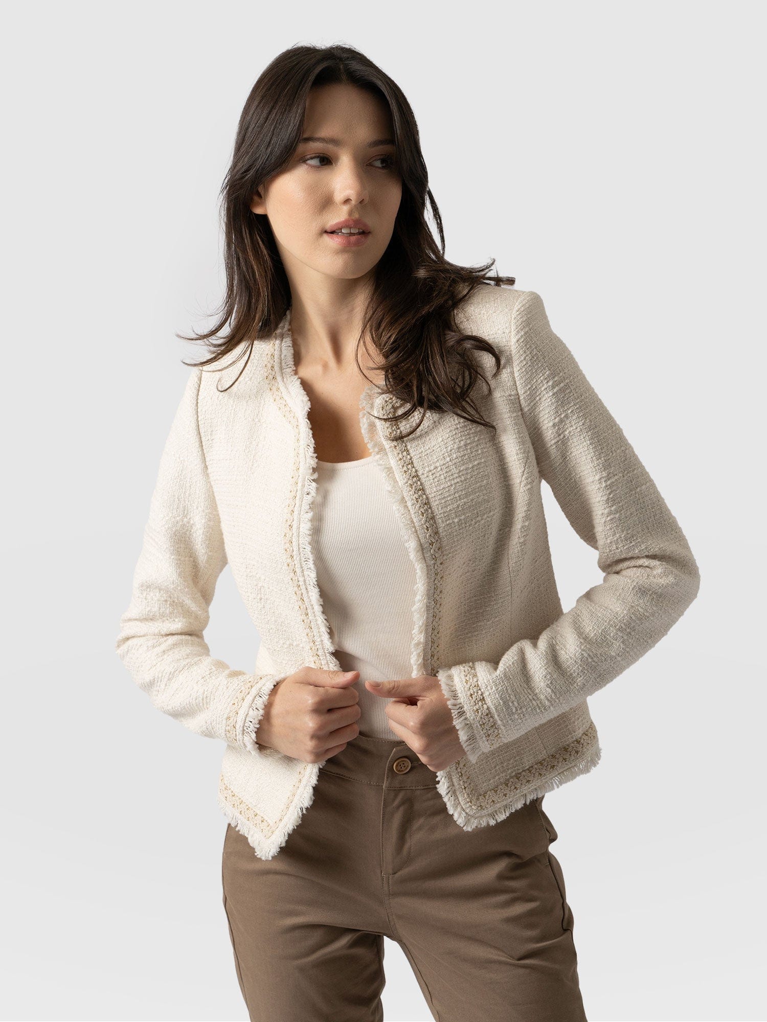 Rayner Jacket Cream Bouclé - Women's Jackets | Saint + Sofia® US