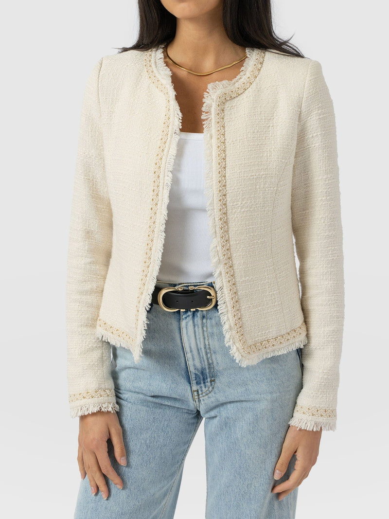 Rayner Jacket Cream Bouclé - Women's Jackets | Saint + Sofia® USA