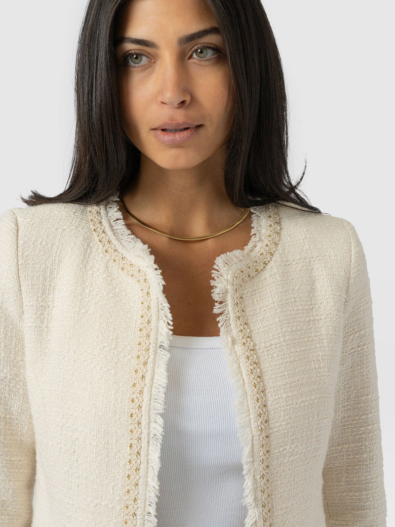 Rayner Jacket Cream Bouclé - Women's Jackets | Saint + Sofia® USA