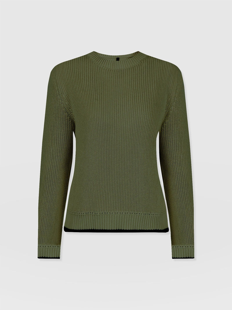 Remy Crop Jumper Khaki - Women's Jumpers | Saint + Sofia® UK