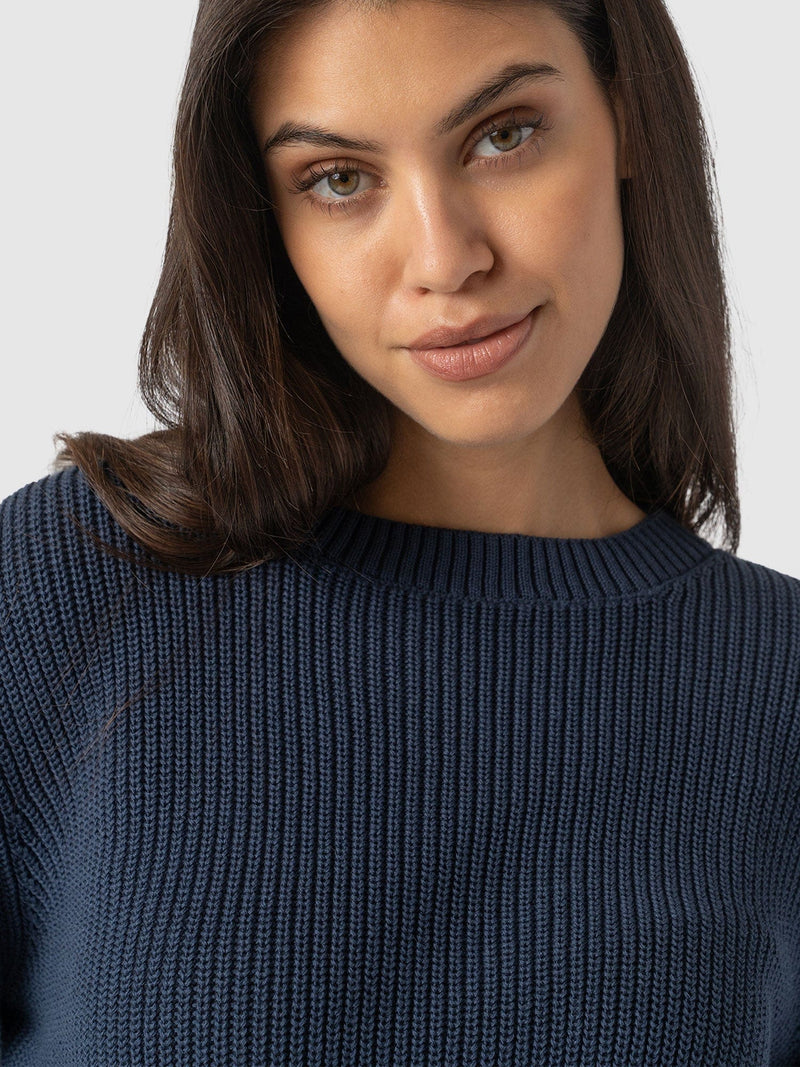 Remy Crop Jumper Navy - Women's Jumpers | Saint + Sofia® UK