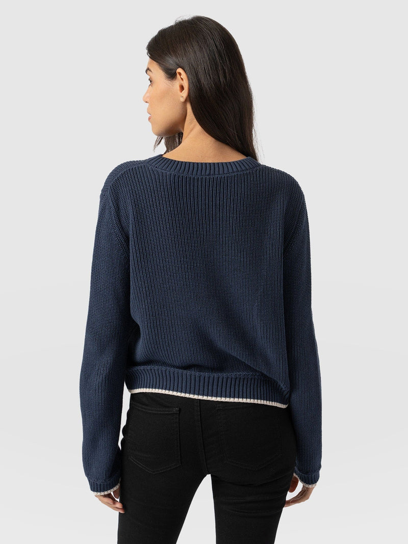 Remy Crop Jumper Navy - Women's Jumpers | Saint + Sofia® UK