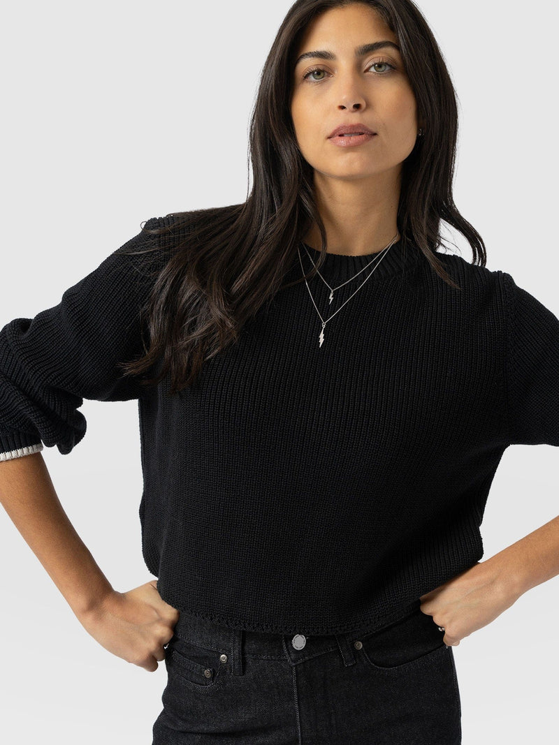 Remy Crop Sweater Black - Women's Sweaters | Saint + Sofia® US