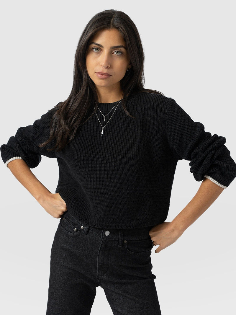 Remy Crop Sweater Black - Women's Sweaters | Saint + Sofia® US