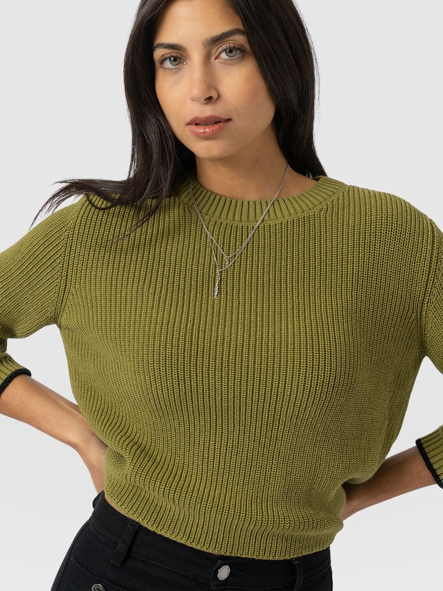 Remy Crop Sweater Khaki - Women's Sweaters | Saint + Sofia® US