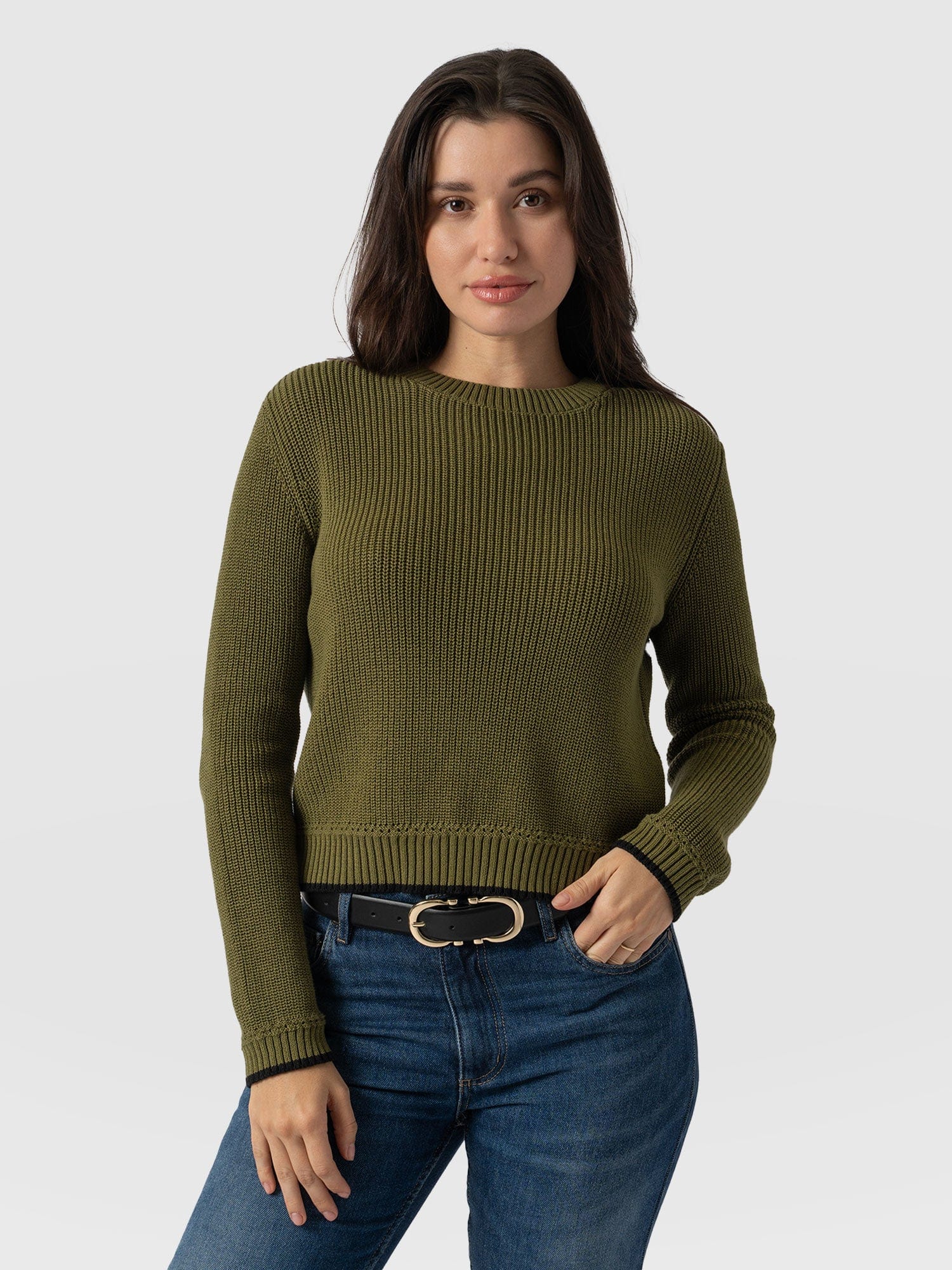 Remy Crop Sweater Khaki - Women's Sweaters | Saint + Sofia® US