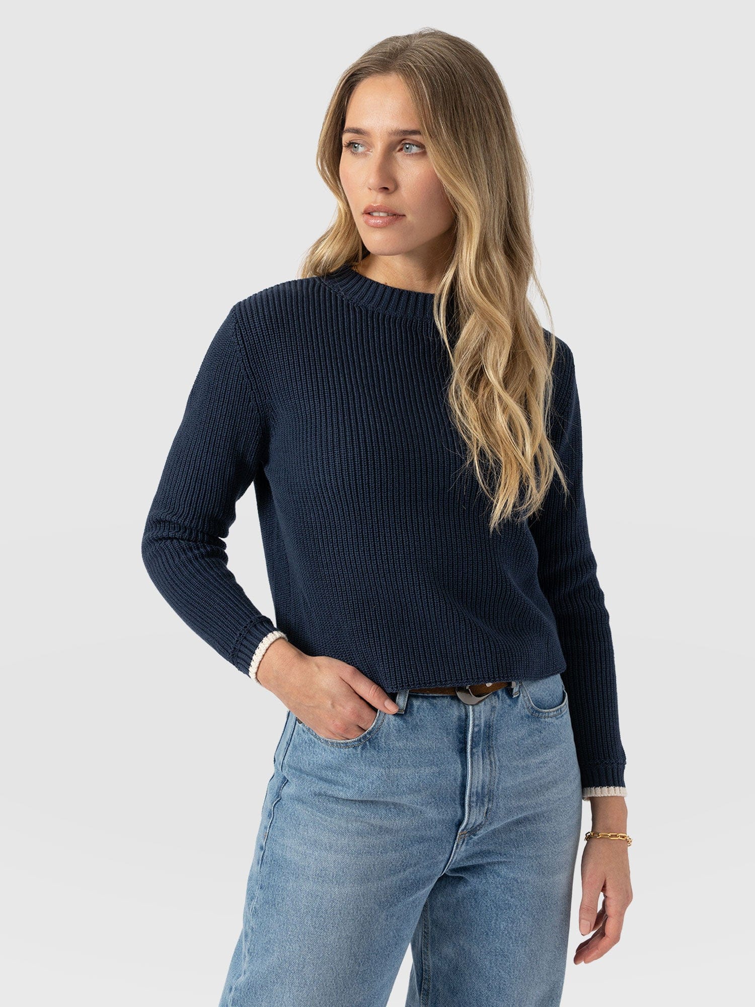 Remy Crop Sweater Navy - Women's Sweaters | Saint + Sofia® US
