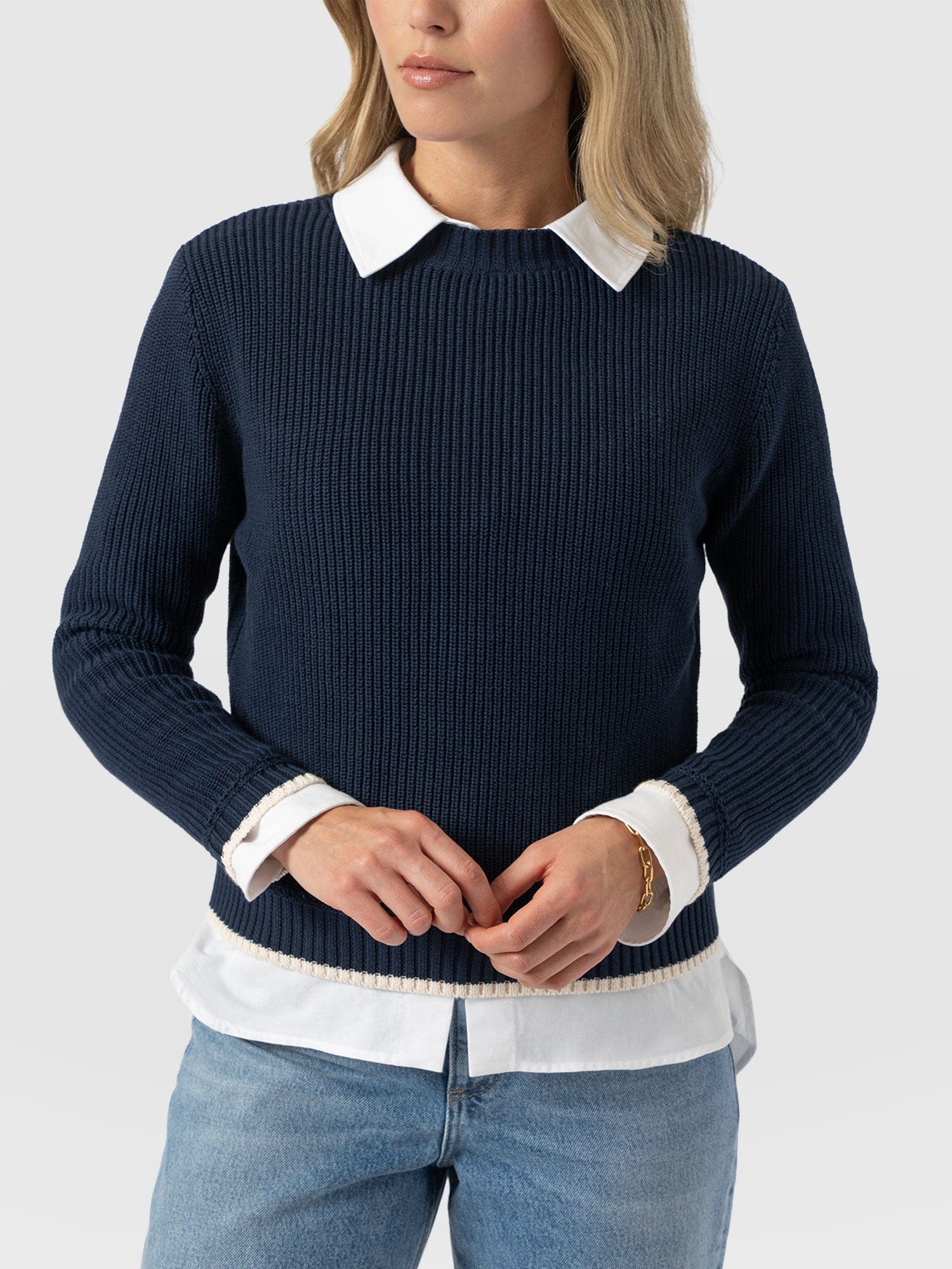 Remy Crop Sweater Navy - Women's Sweaters | Saint + Sofia® US