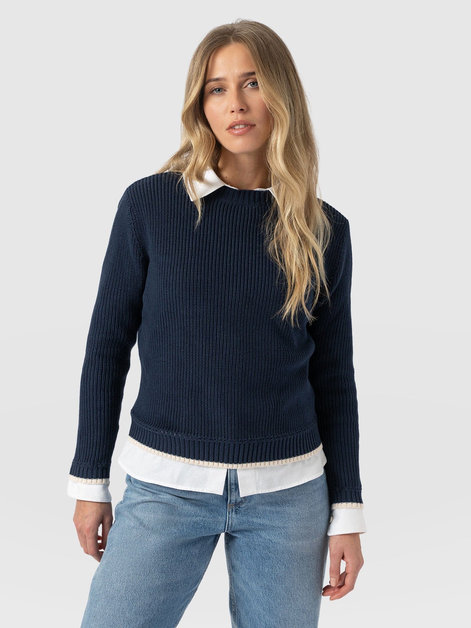 Remy Crop Sweater Navy - Women's Sweaters | Saint + Sofia® US