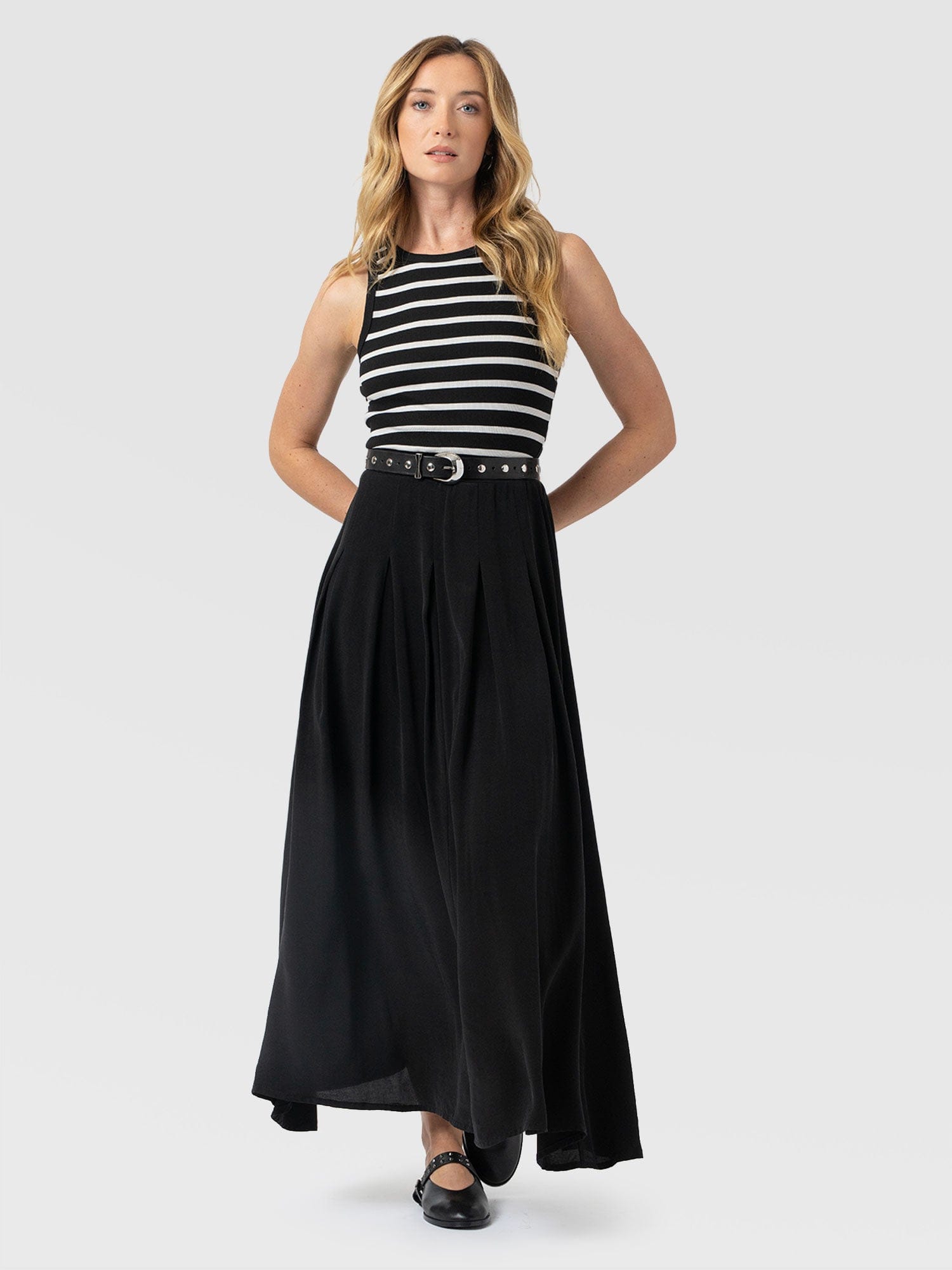 Renee Contrast Dress - Black & White Stripe - Women's Dresses | Saint + Sofia® USA