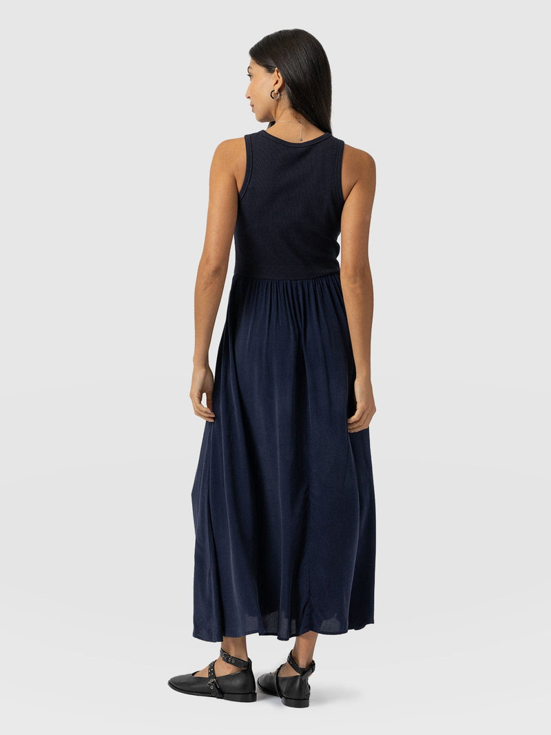 Renee Contrast Dress - Navy