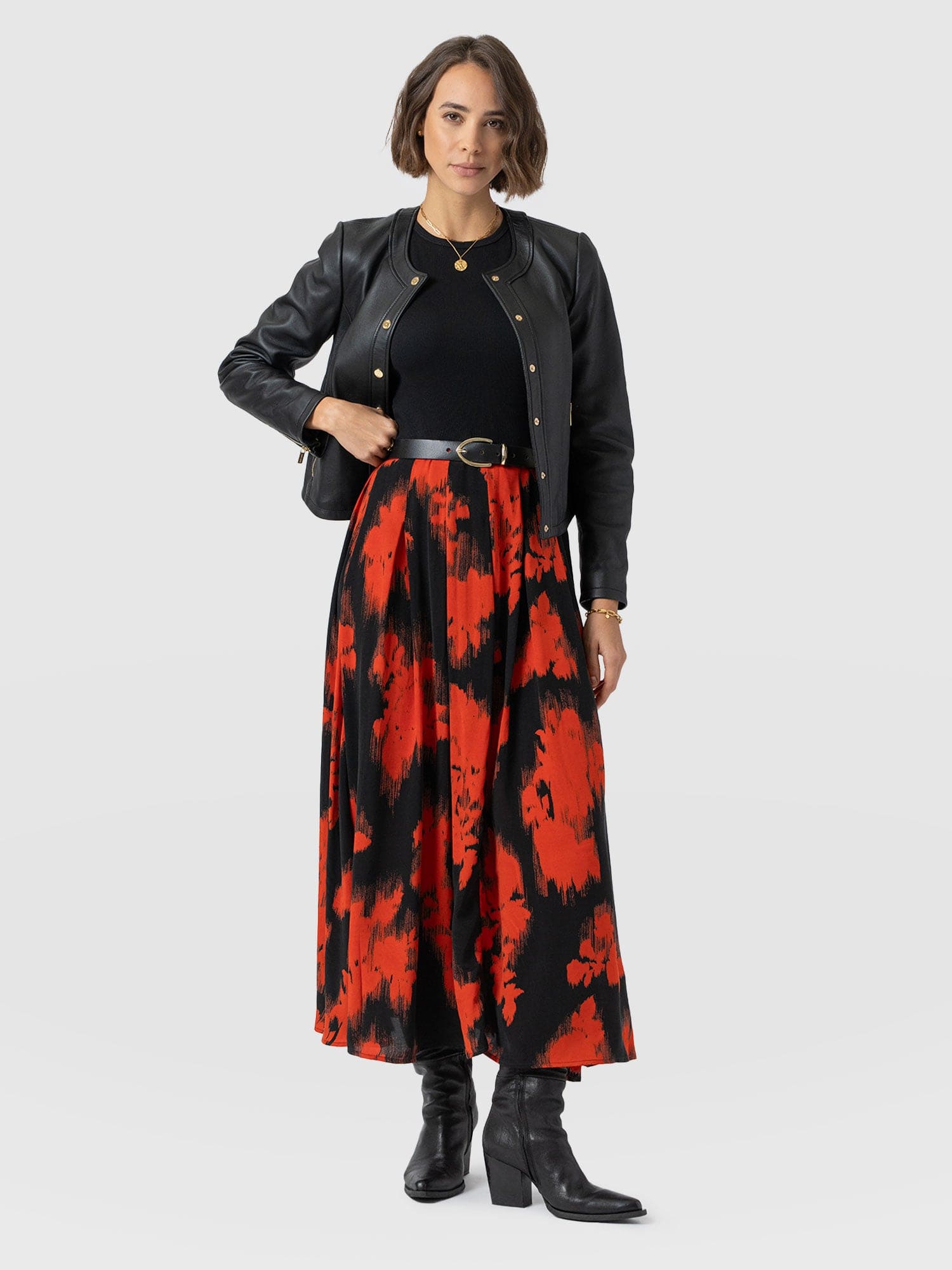 Renee Contrast Dress - Orange Fade Floral - Women's Dresses | Saint + Sofia® USA