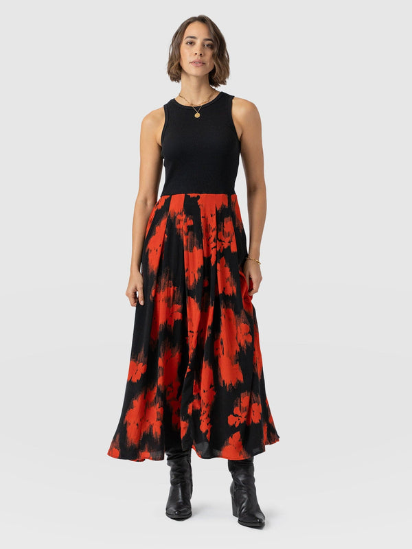 Renee Contrast Dress - Orange Fade Floral - Women's Dresses | Saint + Sofia® USA