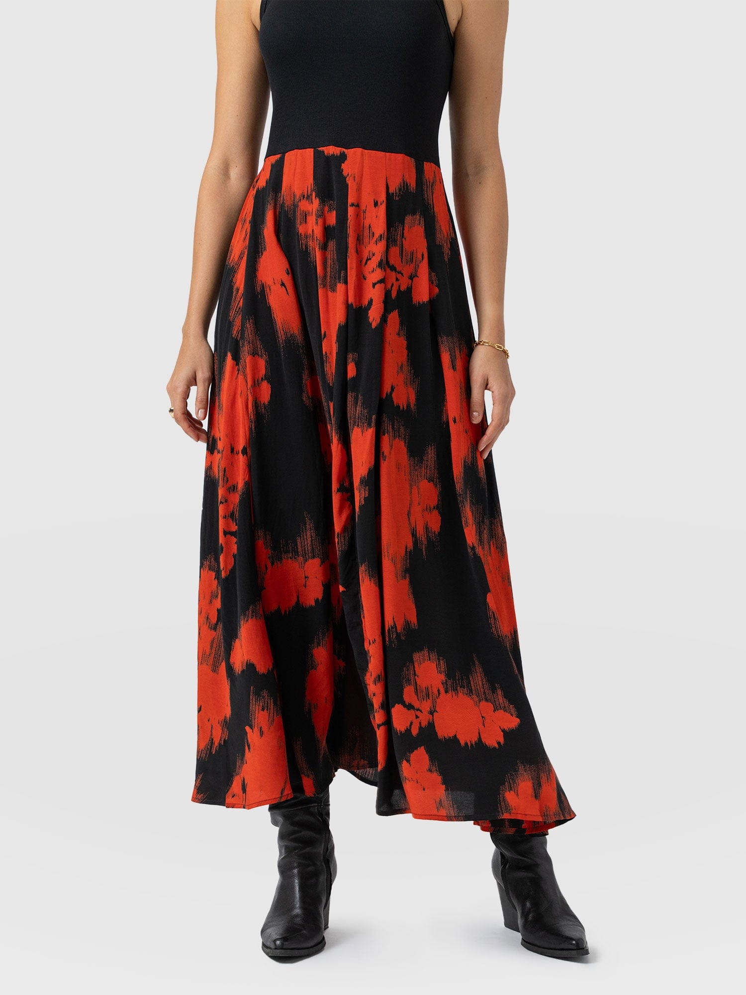 Renee Contrast Dress - Orange Fade Floral - Women's Dresses | Saint + Sofia® USA