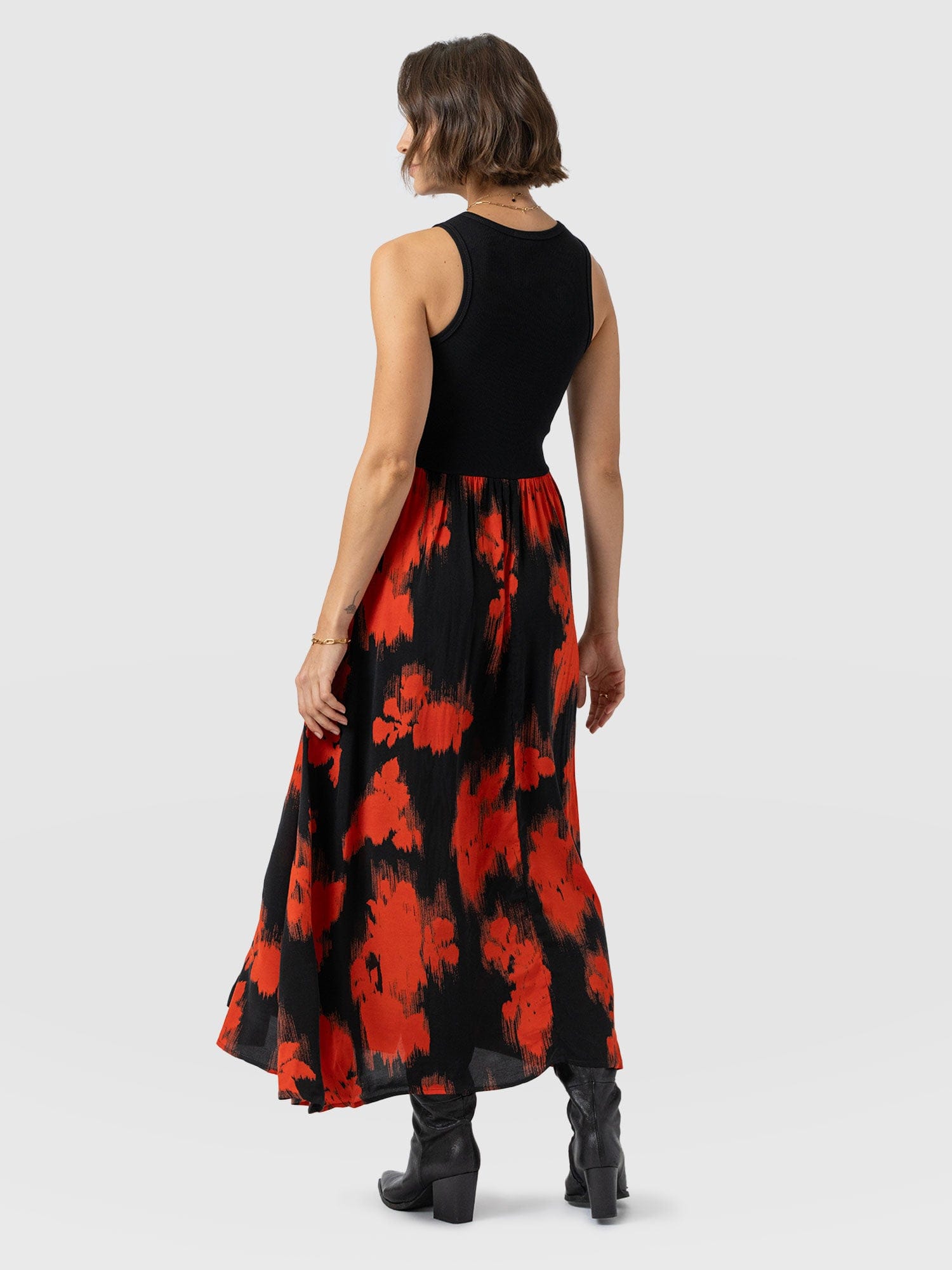 Renee Contrast Dress - Orange Fade Floral - Women's Dresses | Saint + Sofia® USA