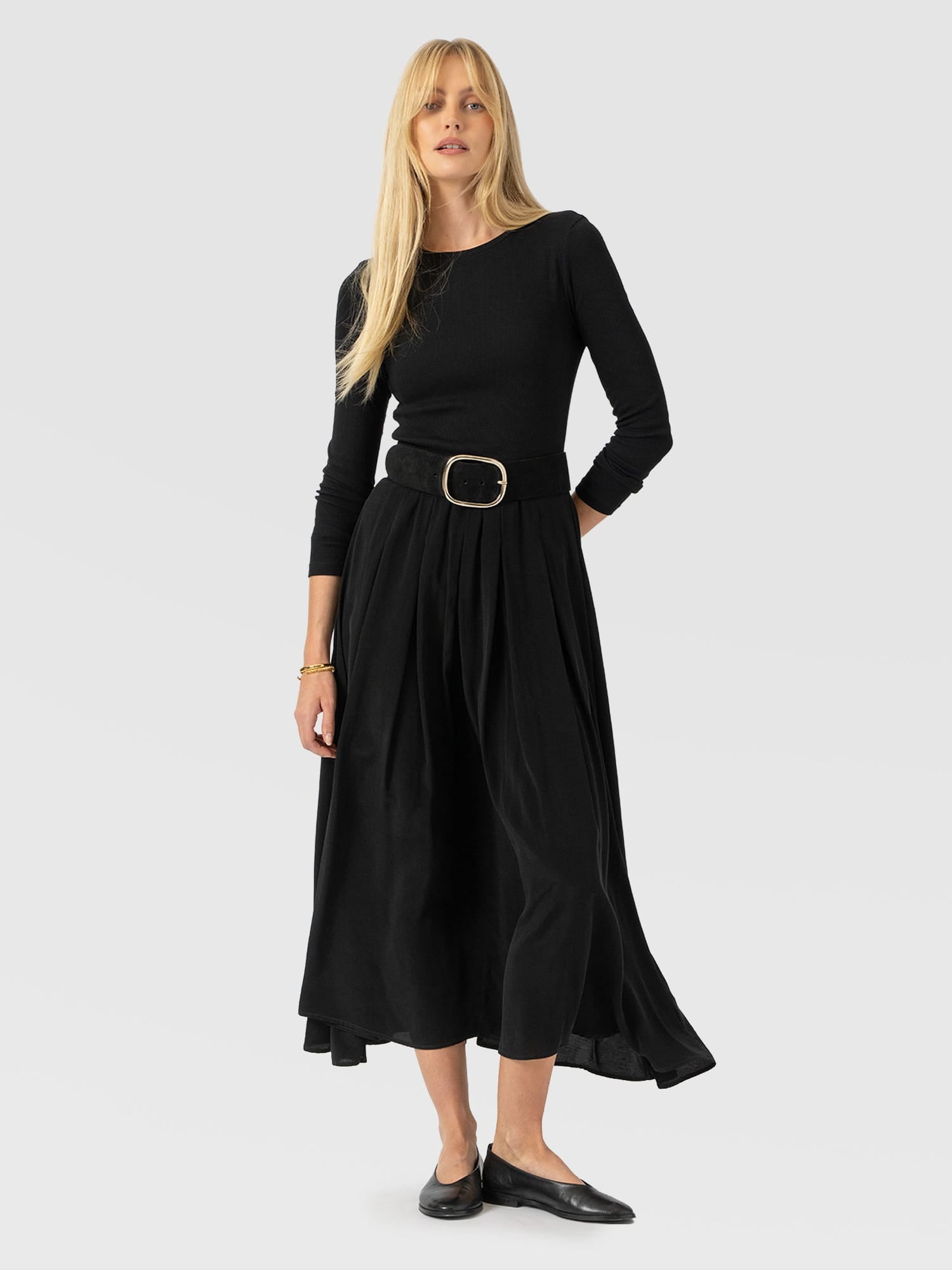 Renee Contrast Long Sleeve Dress - Black - Women's Dresses | Saint and Sofia® USA