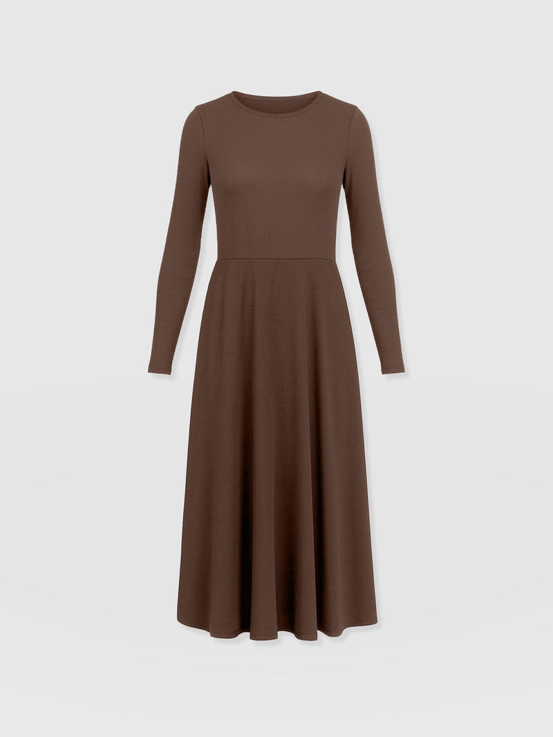 Renee Contrast Long Sleeve Dress - Brown - Women's Dresses | Saint + Sofia® USA