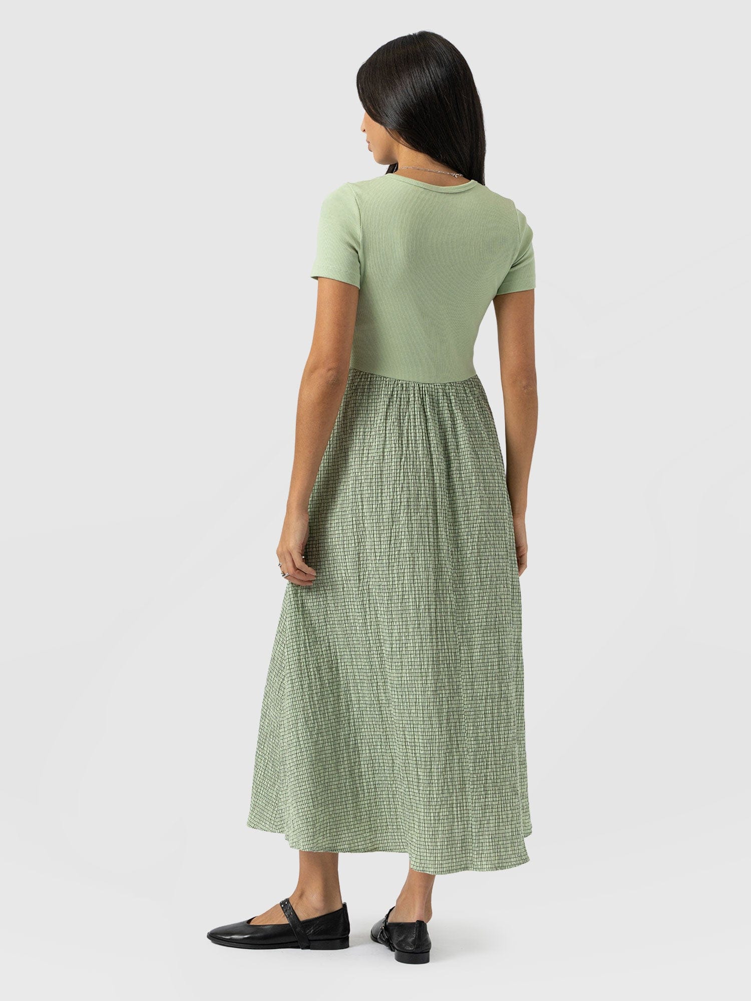 Renee Contrast Short Sleeve Dress - Mint Gingham - Women's Dresses | Saint + Sofia® USA