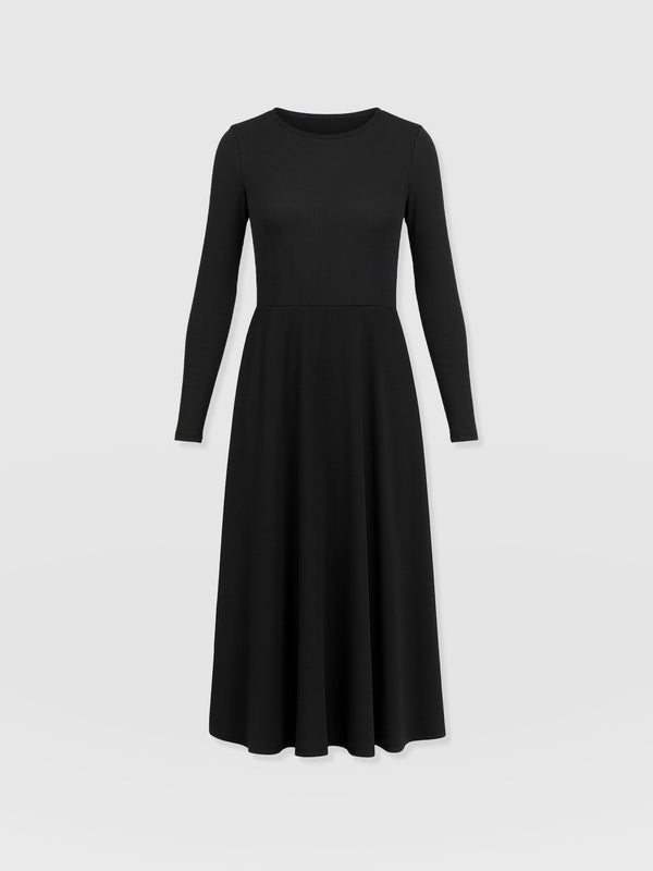 Renee Rib Contrast Long Sleeve Dress - Black - Women's Dresses | Saint + Sofia® USA
