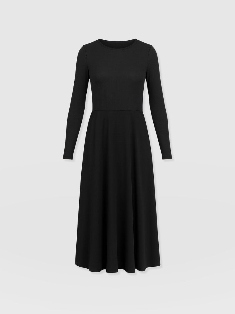 Renee Rib Contrast Long Sleeve Dress - Black - Women's Dresses | Saint + Sofia® USA
