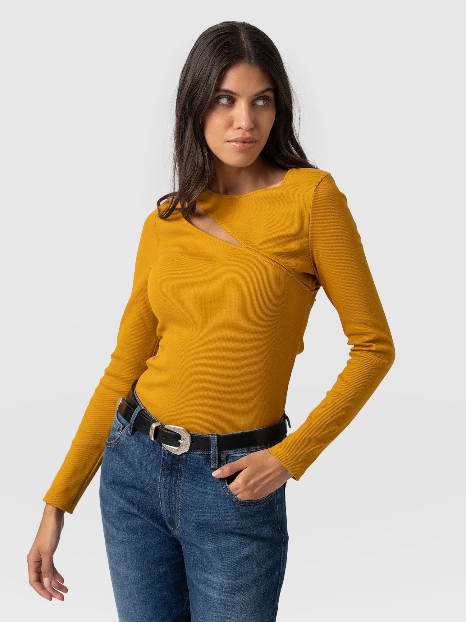 Reveal Tee Long Sleeve Ochre - Women's T-shirts | Saint + Sofia® US