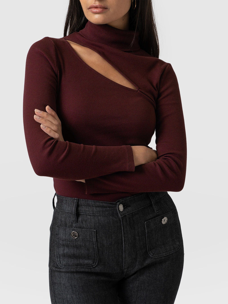 Reveal Turtle Neck Burgundy - Women's Sweaters | Saint + Sofia® USA