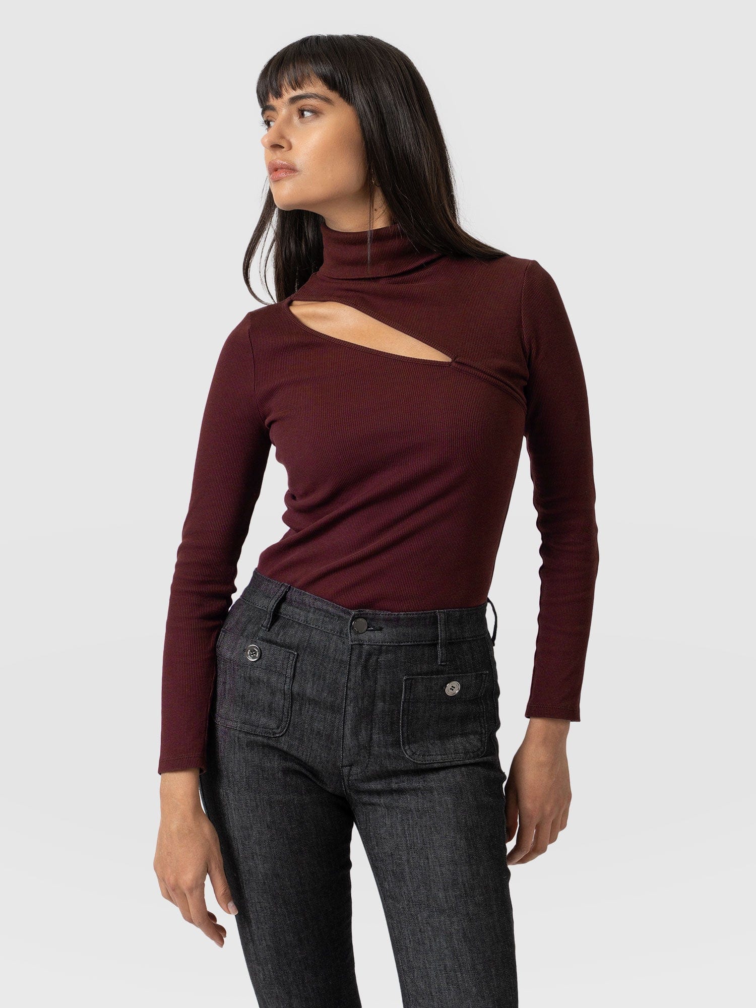 Reveal Turtle Neck Burgundy - Women's Sweaters | Saint + Sofia® USA