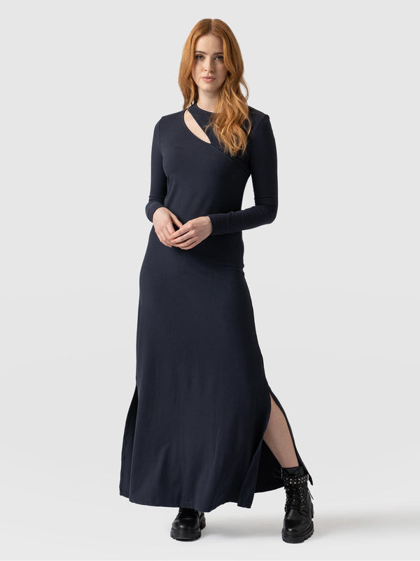Reveal Viscose Runway Dress Navy - Women's Dresses | Saint + Sofia® UK