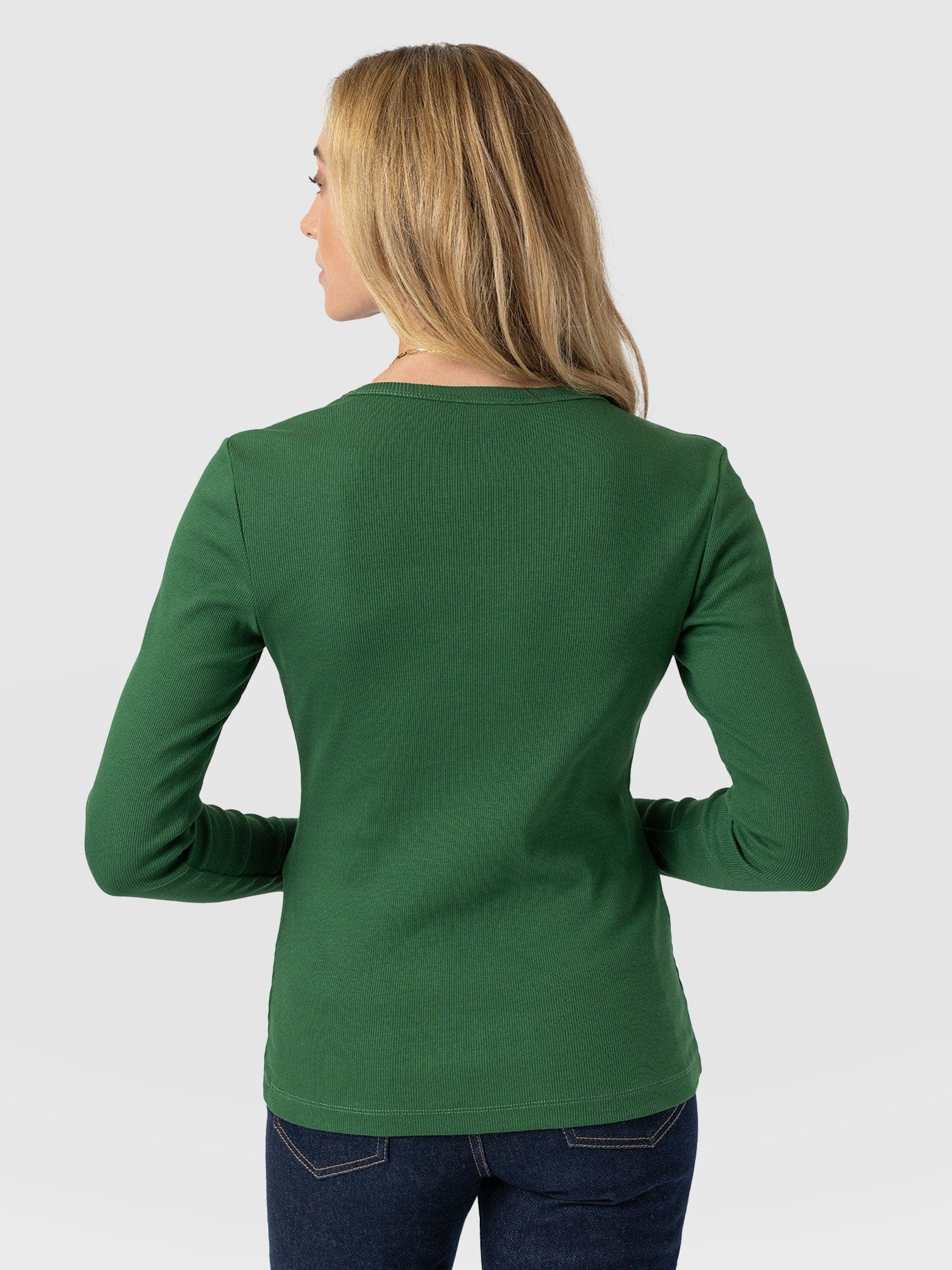 Ribbed Long Sleeve Tee - Basil Green - Women's T-shirts | Saint + Sofia® USA