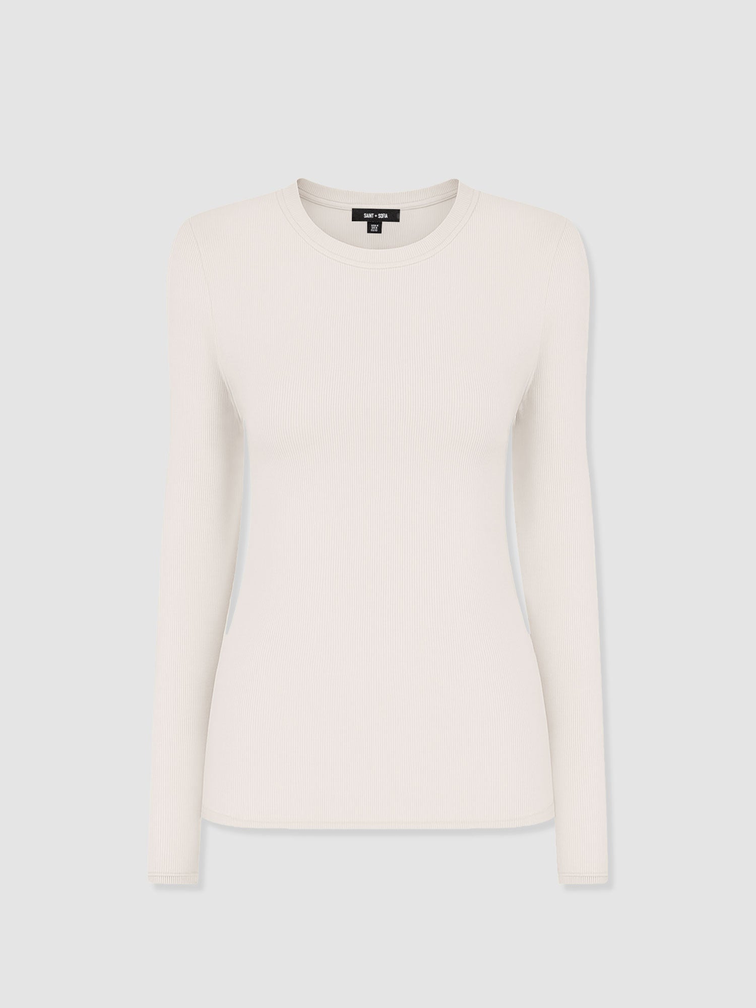 Ribbed Long Sleeve Tee - Cream - Women's T-shirts | Saint + Sofia® USA