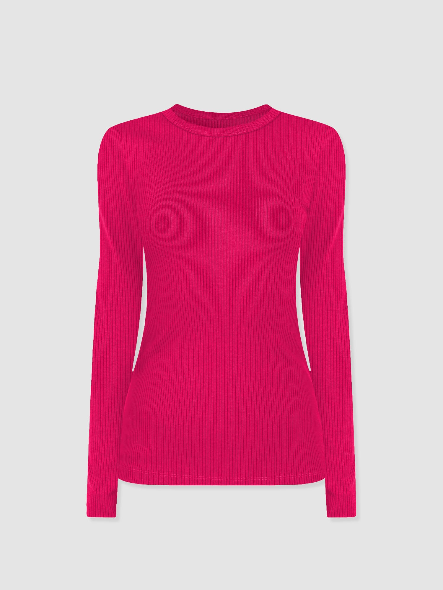 Ribbed Long Sleeve Tee - Fuchsia Pink - Women's T-shirts | Saint and Sofia® USA