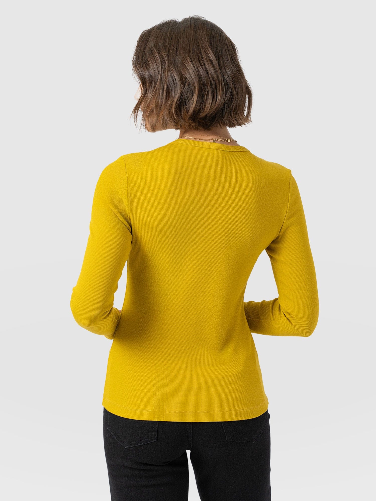 Ribbed Long Sleeve Tee - Mustard - Women's T-shirts | Saint + Sofia® USA