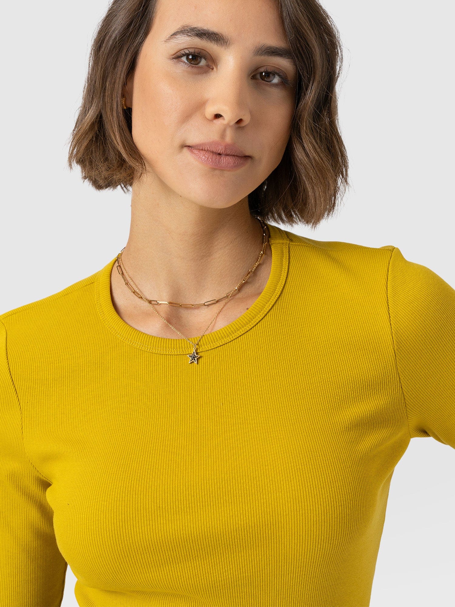 Ribbed Long Sleeve Tee - Mustard - Women's T-shirts | Saint + Sofia® USA