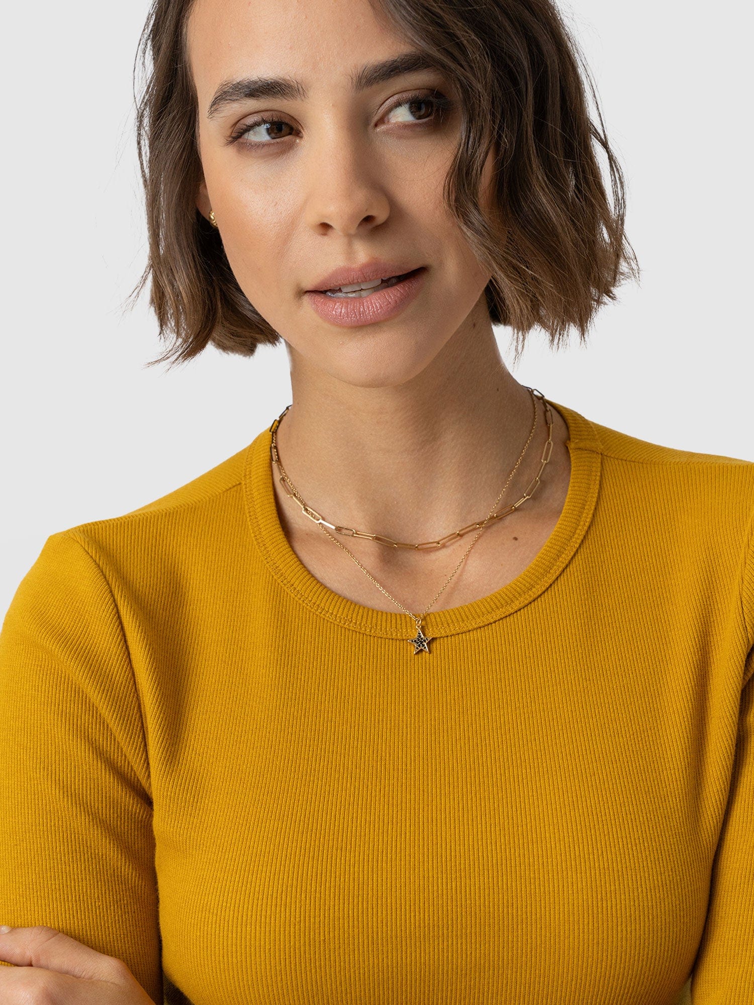 Ribbed Long Sleeve Tee - Ochre - Women's T-shirts | Saint + Sofia® USA