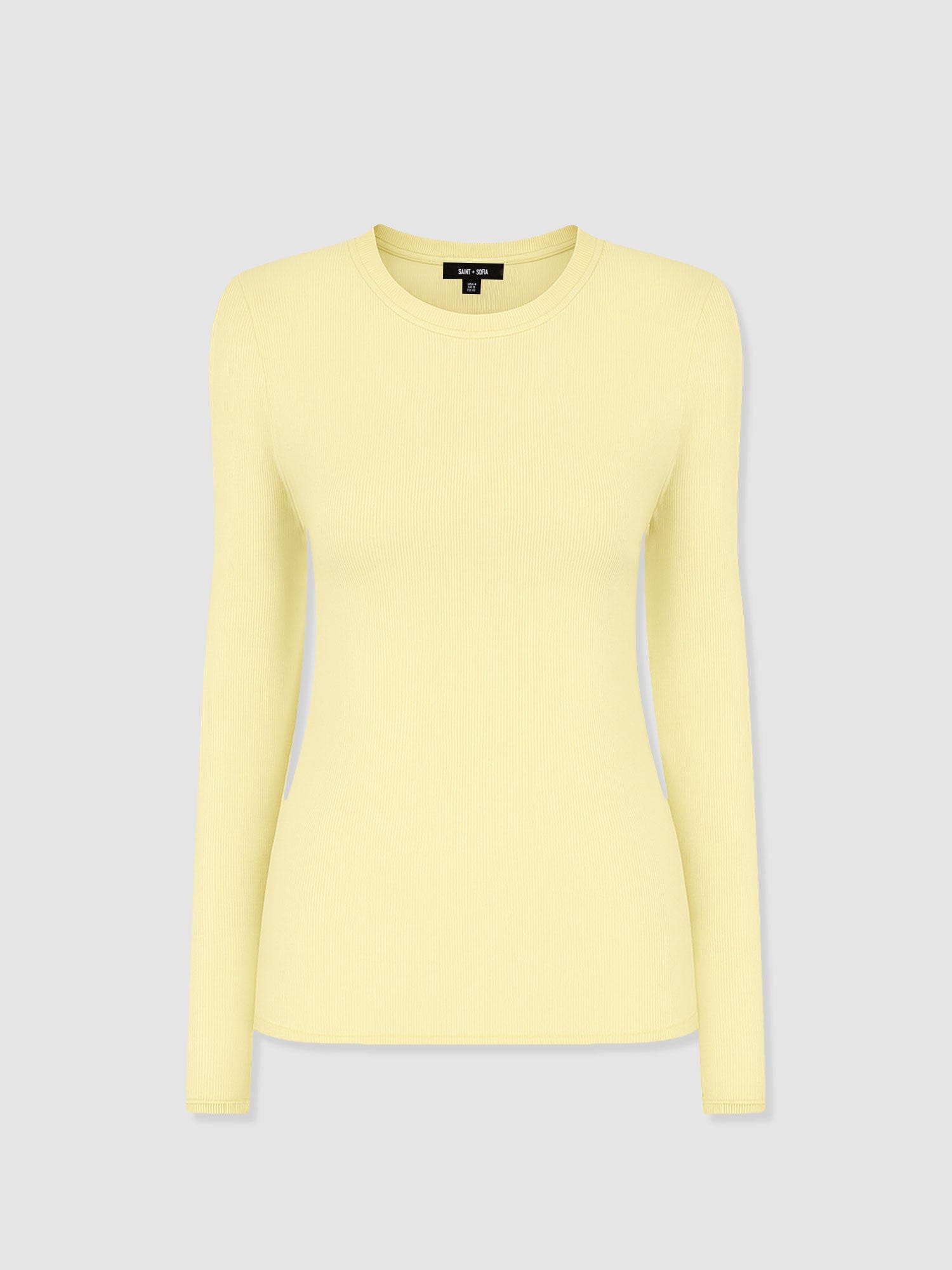Ribbed Long Sleeve Tee - Pale Yellow - Women's T-shirts | Saint + Sofia® USA